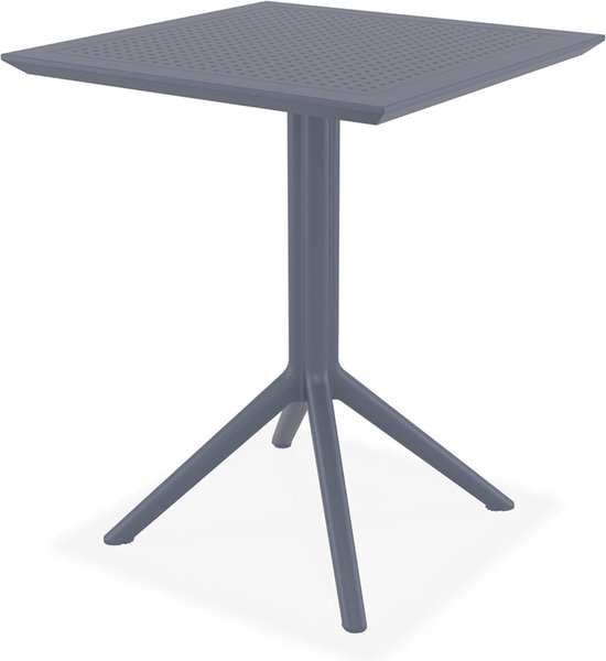 Alterego Donkergrijze vierkante opvouwbare terrastafel 'FOLY' - 60x60 cm