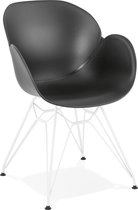 Alterego Moderne stoel 'FIDJI' zwart met wit metalen voeten