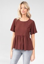 DEELUXE Kanten T-shirt met ruchesDAVINA Chocolate