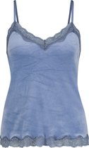 Hunkemöller Dames Nachtmode Cami Velours Lace - Blauw - maat 2XL