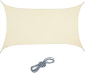 Relaxdays schaduwdoek rechthoekig - privacydoek - PES - zonnedoek - met ophangogen -beige - 2 x 3 m
