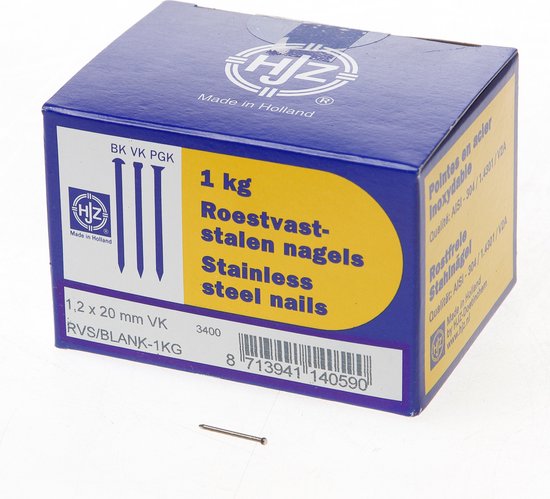 Clous en acier inoxydable HJZ tête perdue 1,2 x 20 mm 1 kg