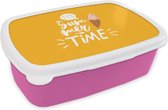Broodtrommel Roze - Lunchbox Zomer - Geel - IJs - Brooddoos 18x12x6 cm - Brood lunch box - Broodtrommels voor kinderen en volwassenen