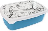 Lunch box Blauw - Lunch box - Boîte à pain - Aquarelle - Animaux - Jungle - Garçons - Filles - Enfants - Enfant - 18x12x6 cm - Enfants - Garçon