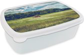 Broodtrommel Wit - Lunchbox - Brooddoos - Tractor - Boom - Riet - 18x12x6 cm - Volwassenen