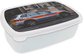 Broodtrommel Wit - Lunchbox - Brooddoos - Auto - Politie - Weg - 18x12x6 cm - Volwassenen