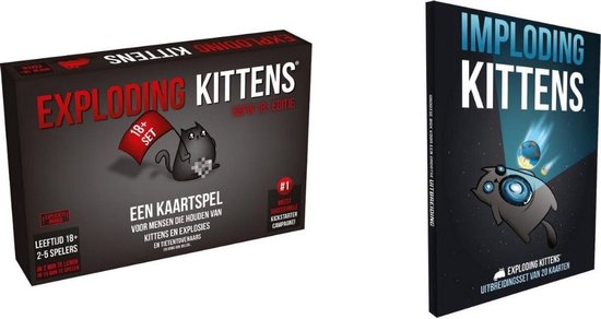 Thumbnail van een extra afbeelding van het spel Spellenbundel - Kaartspel - 2 stuks - Exploding Kittens NFSW NL (18+) & Imploding Kittens NL