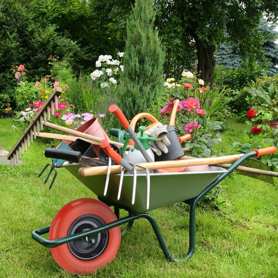 kruiwagenwiel 4.80 4.00-8 - rubberen band - stalen velg - antilek - rood-zwart van Merkloos	 — afbeelding 4