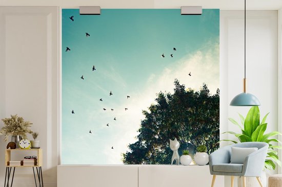 Papier Peint - Papier Papier peint photo Forêt - Arbre - Vogel - Largeur 300 cm x Hauteur 300 cm