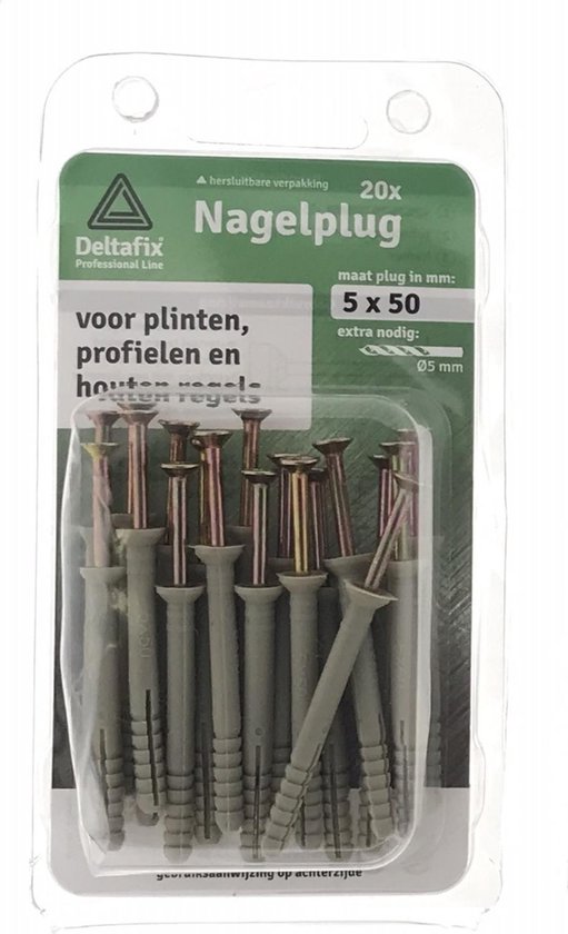 Deltafix Slagpluggen/ Nagelpluggen 5 x 50 mm. - 20 stuks | bol.com