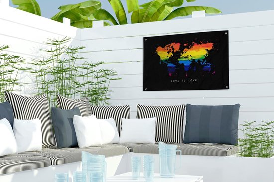Décoration de jardin Carte du Wereldkaart - Pride - Amour - 60x40 cm - Affiche de jardin