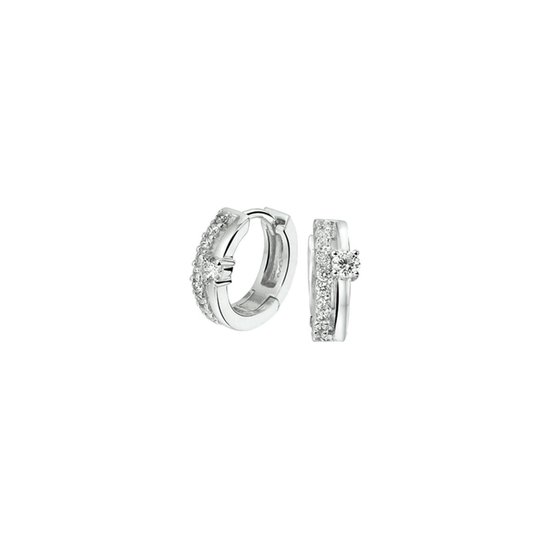 Zilver Gerhodineerd Klapoorringen Zirkonia 1322395