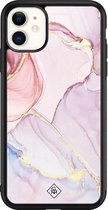 iPhone 11 hoesje glass - Marmer roze paars | Apple iPhone 11  case | Hardcase backcover zwart