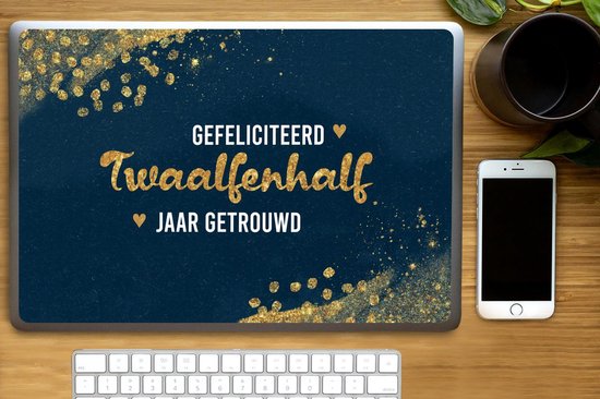 Sticker pour ordinateur portable - 17,3 pouces - Mariage - 12 5 ans mariés - Citation - Blauw