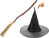 Halloween - Ensemble d'accessoires de costume de sorcière pour enfants - chapeau de sorcière - nez de sorcière - balai