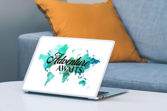 Sticker ordinateur portable - 14 pouces - Carte - Monde - Dire - Aquarelle