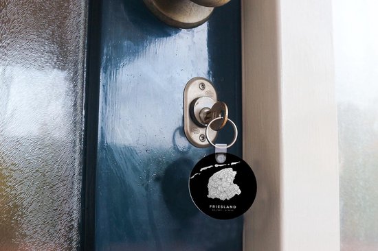 Sleutelhanger - Nederland - Friesland - Wegenkaart - Plastic - Rond - Uitdeelcadeautjes