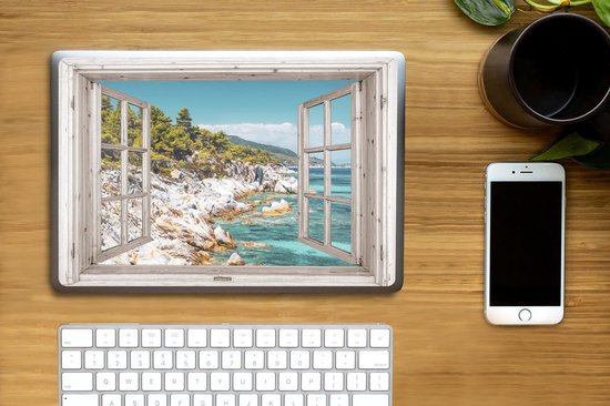 Sticker pour ordinateur portable - 14 pouces - Vue à travers - Arbre - Mer