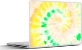 Laptop sticker - 14 inch - Tie dye - Geel - Groen - 32x5x23x5cm - Laptopstickers - Laptop skin - Cover