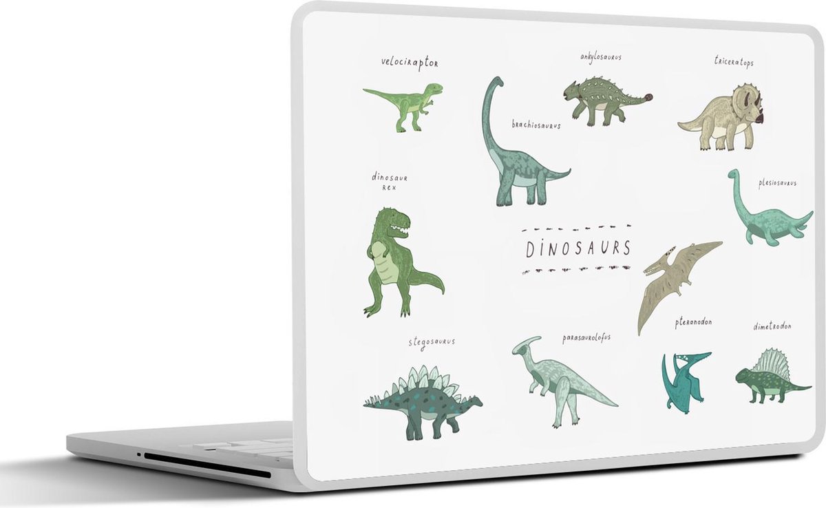 Laptop sticker - 11.6 inch - Kinderkamer - Kleuren - Dinosaurus - Jongen - Meisje - Kind - 30x21cm - Laptopstickers - Laptop skin - Cover