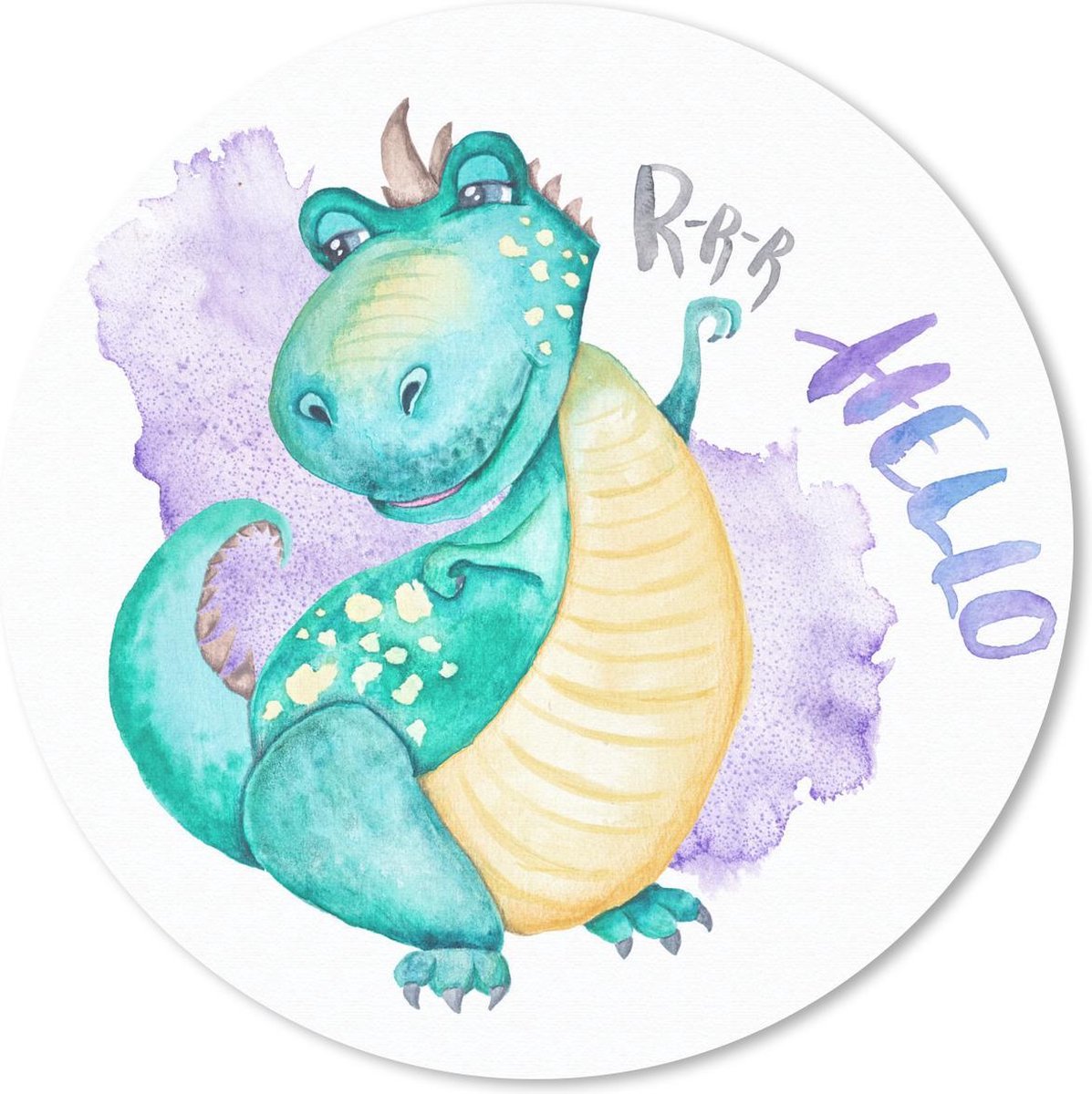 Muismat - Mousepad - Rond - Kinderkamer - Blauw - Dinosaurus - Jongens - Meisjes - Kind - 30x30 cm - Ronde muismat
