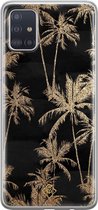 Samsung A51 hoesje siliconen - Palmbomen | Samsung Galaxy A51 case | zwart | TPU backcover transparant