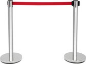1 paar barrièrepalen 2m, zilver/rood, roestvrij staal