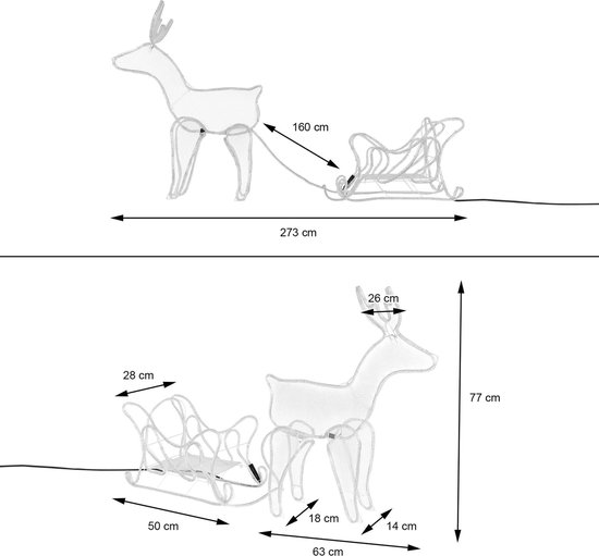 Nampook de Éclairage de Noël Nampook - 60 x 28 x 77 cm - traîneau de rennes