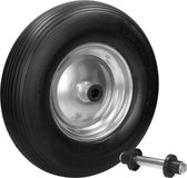 Kruiwagenwiel 390 mm 4.80/4.00-8 met as Lijnprofiel zwart PU massief rubber