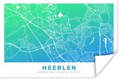 Poster Stadskaart - Heerlen - Nederland - Blauw - 60x40 cm - Plattegrond
