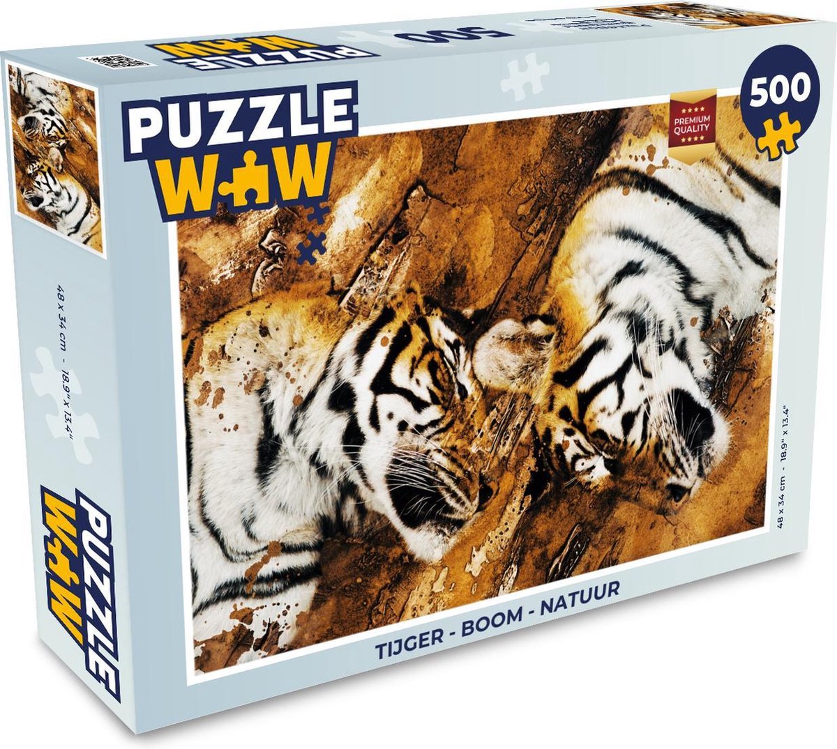 Afbeelding van product PuzzleWow  Puzzel Tijger - Boom - Natuur - Legpuzzel - Puzzel 500 stukjes
