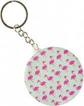 sleutelhanger flamingo met spiegel 5,8 cm