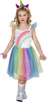 Wilbers & Wilbers - Fantasie Eenhoorn Regenboog Fabel - Meisje - Multicolor - Maat 110 - Carnavalskleding - Verkleedkleding