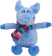 knuffelvarken met sjaal 19 cm blauw