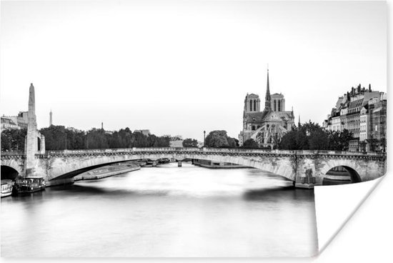 Affiche Vieux pont sur la Seine Paris noir et blanc 60x40 cm