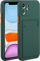 iPhone 11 siliconen Pasjehouder hoesje - Donker Groen