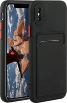 Telefoonhoesje - Geschikt voor: iPhone XS Max siliconen Pasjehouder hoesje - Zwart