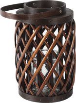 Non-branded Windlicht Armina 19 X 28 Cm Hout Bruin