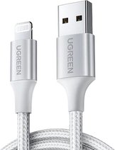 UGREEN MFi Lightning naar USB A Male laad en datakabel - 1.5 Meter - Zilver