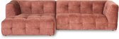 Lanterfant® 3,5-zitsbank Milo - Velvet - Chaise Longue - Links - Roze