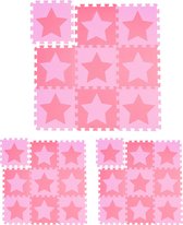 Relaxdays 27x speelmat foam sterren - puzzelmat - speelkleed - vloermat - roze-paars