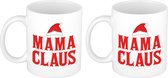 Set van 2x stuks mama Claus koffiemokken / theebekers kerst cadeau mama 300 ml