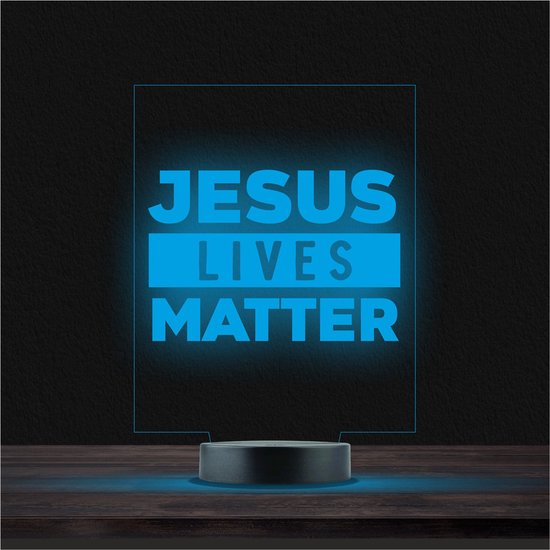 Led Lamp Met Gravering - RGB 7 Kleuren - Jesus Lives Matter