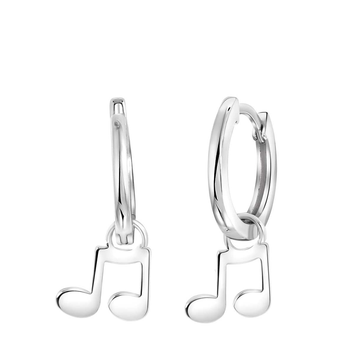 Zilveren oorringen met hanger muzieknoot K3