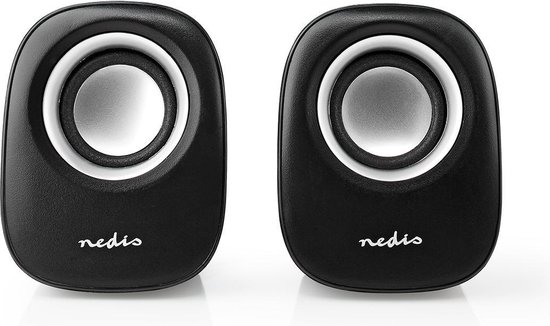 Haut-parleur PC Nedis, 2.0, 12 W., Jack 3,5 mm, Noir argent