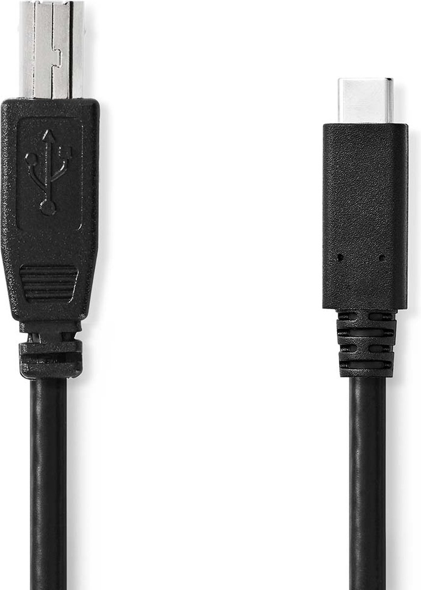 Kabel USB 2.0 | Type-C male - B male | 1,0 m | Zwart