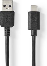 Nedis USB-Kabel - USB 3.2 Gen 2 - USB-A Male - USB-C Male - 60 W - 10 Gbps - Vernikkeld - 1.00 m - Rond - PVC - Zwart - Doos