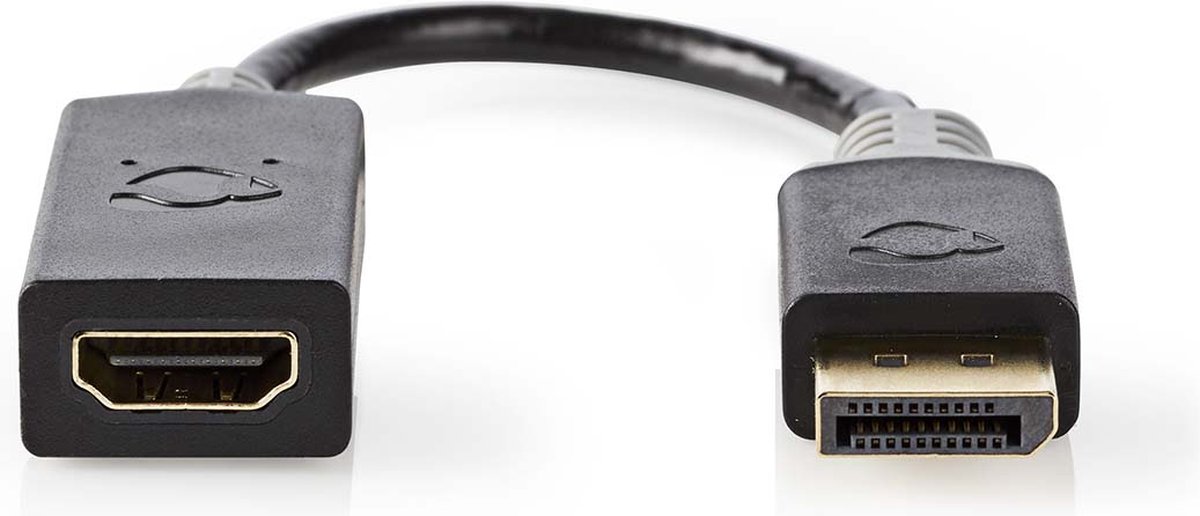 Nedis DisplayPort-Kabel - DisplayPort Male - HDMI Connector - 4K@30Hz - Verguld - 0.20 m - Rond - PVC - Antraciet - Doos