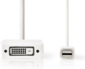 Nedis Mini DisplayPort-Kabel - DisplayPort 1.2 - Mini-DisplayPort Male - DisplayPort Female / DVI-D 24+1-Pins Female / HDMI Input - 21.6 Gbps - Vernikkeld - 0.20 m - Rond - PVC - Wit - Polybag