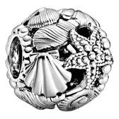 Tracelet - Zilveren bedels - Bedel Schelpen en Zeester | Bol-bedel | 925 Sterling Zilver - Pandora Compatible - Met 925 Zilver Certificaat - Tip voor Valentijn